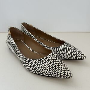 Tory Burch Womens Size 5.5 Penelope Cap Toe Flats Snake Skin Embossed Leather
